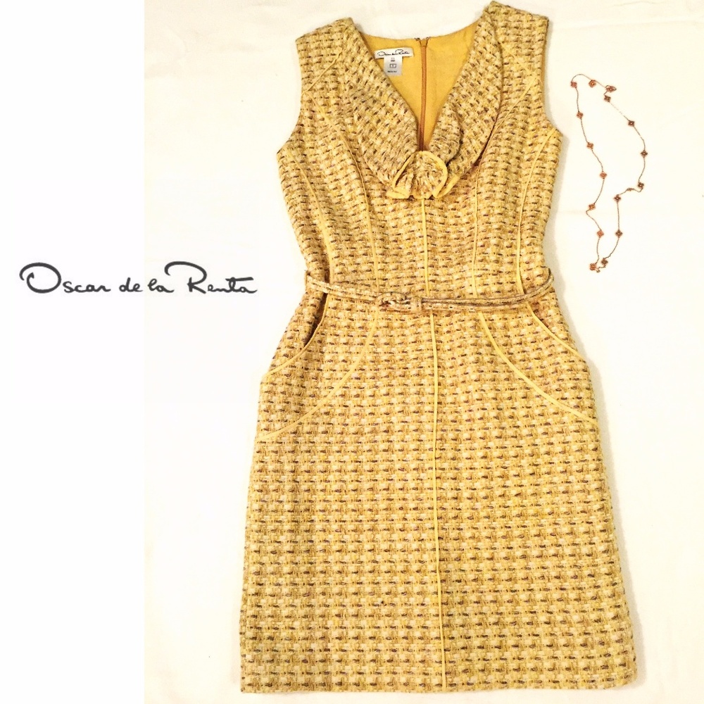 Oscar de la Renta Tweed Dress - Picture 1 of 8