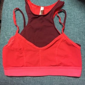 Two connected sports bras