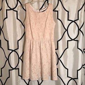 Cream Fit & Flare Dress with Lace Detailing