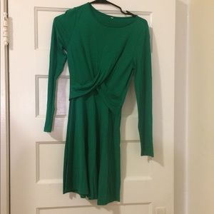 Green A line midi long sleeve fall dress.