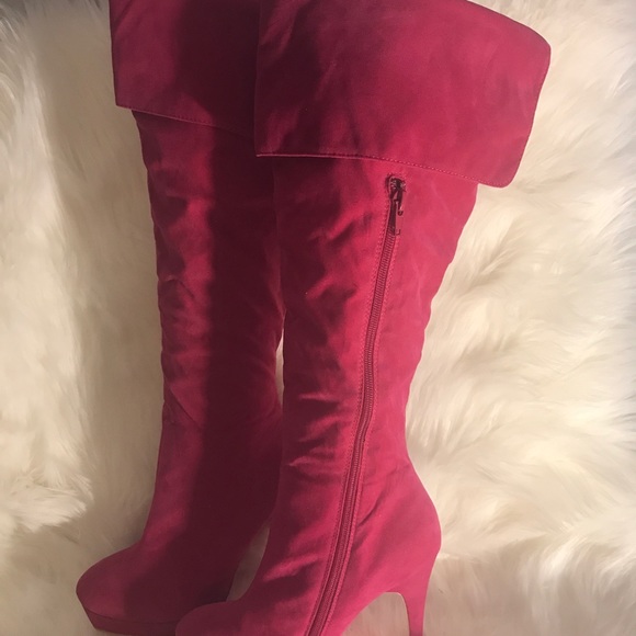 pink tall boots