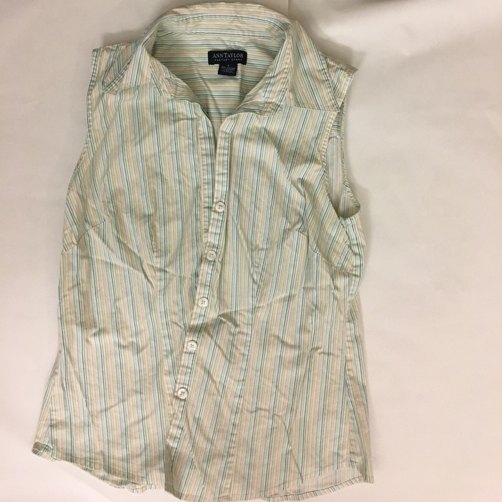 Sleeveless striped button down