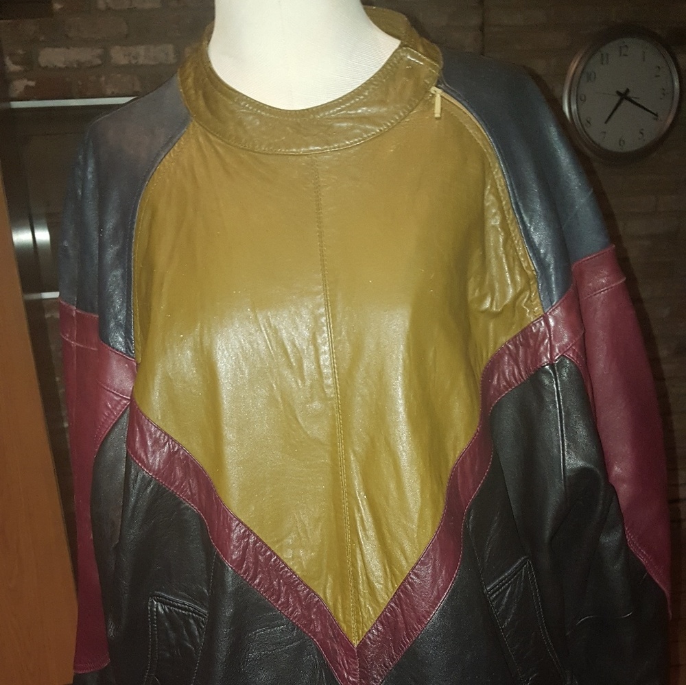 Mens vintage leather sweater jacket.