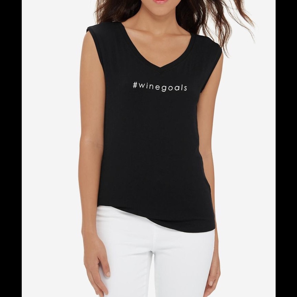  #winegoals Black Shirt W/ Glitter Lettering 