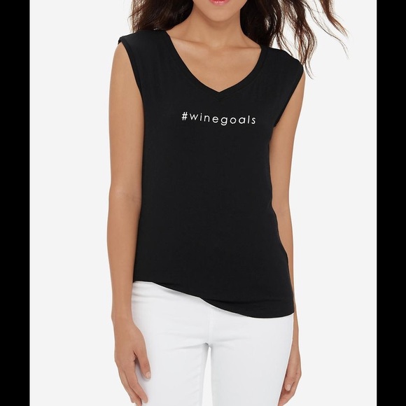 #winegoals Black Shirt W/ Glitter Lettering  - Picture 1 of 4