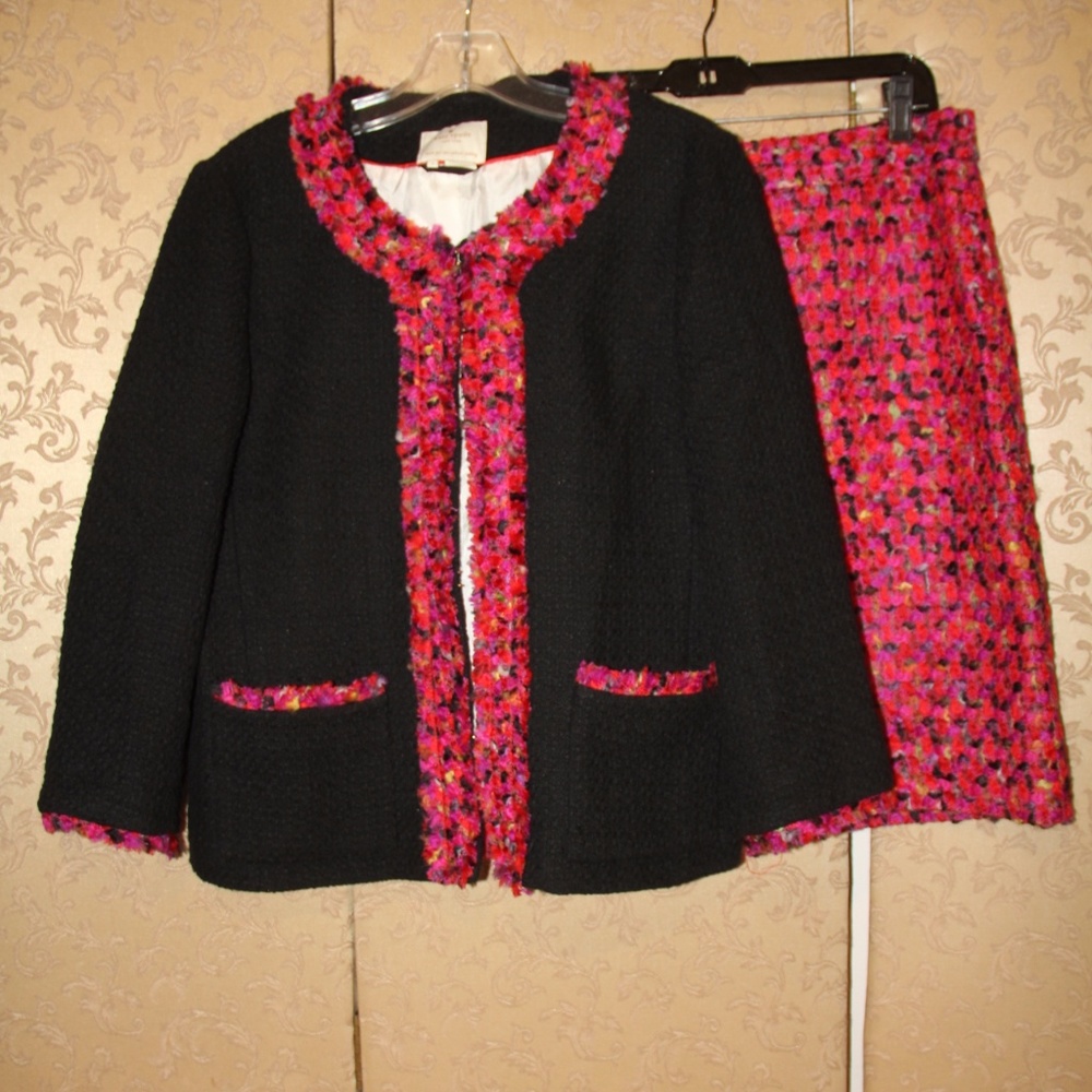 Kate Spade Tweed Skirt Suit 12 10 - Picture 1 of 8
