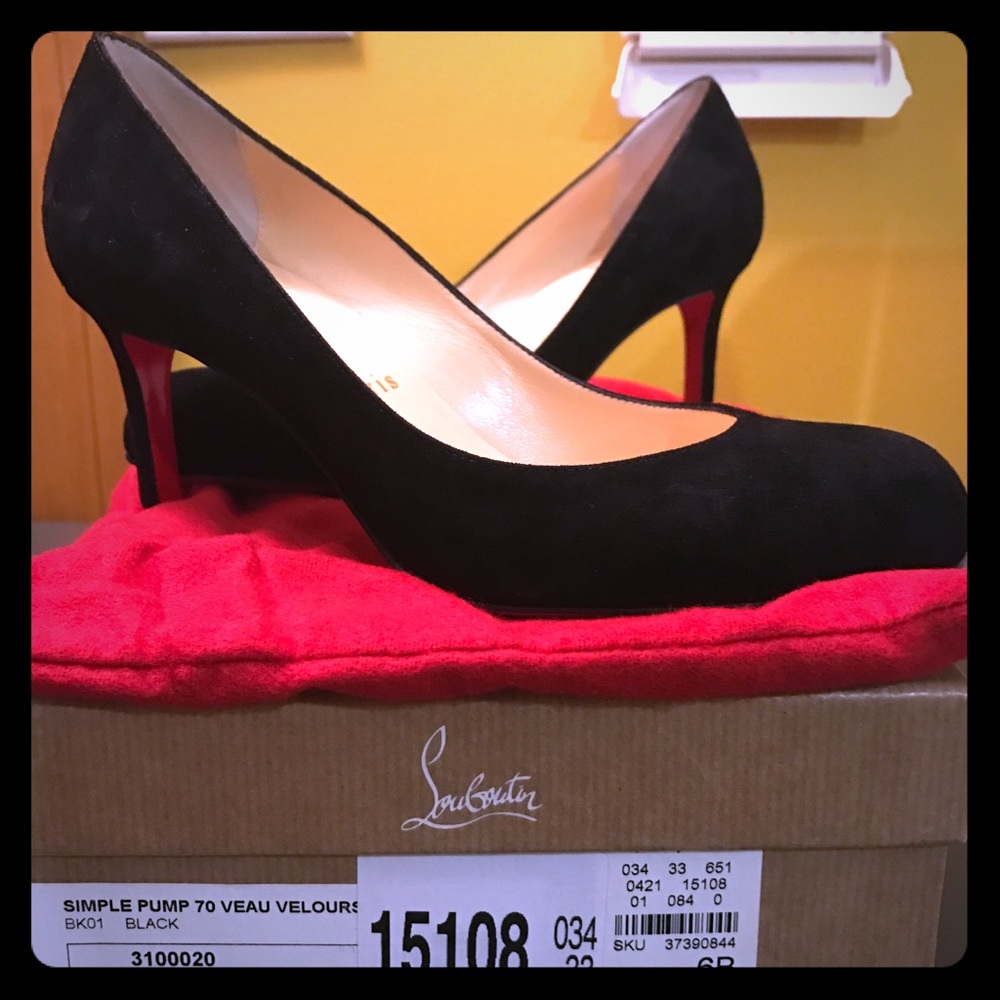 Christian Louboutin Black Suede Simple Pump 70mm
