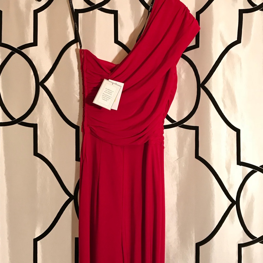 Red One-shoulder Jumpsuit - Picture 3 of 4