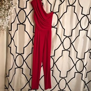 Red One-shoulder Jumpsuit