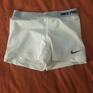 White nike pro shorts