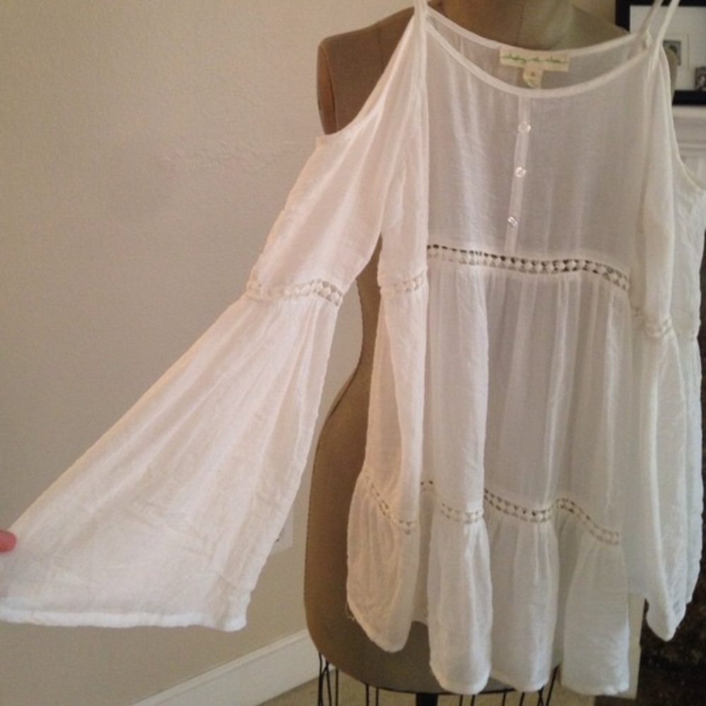 White Cold Shoulder Tunic
