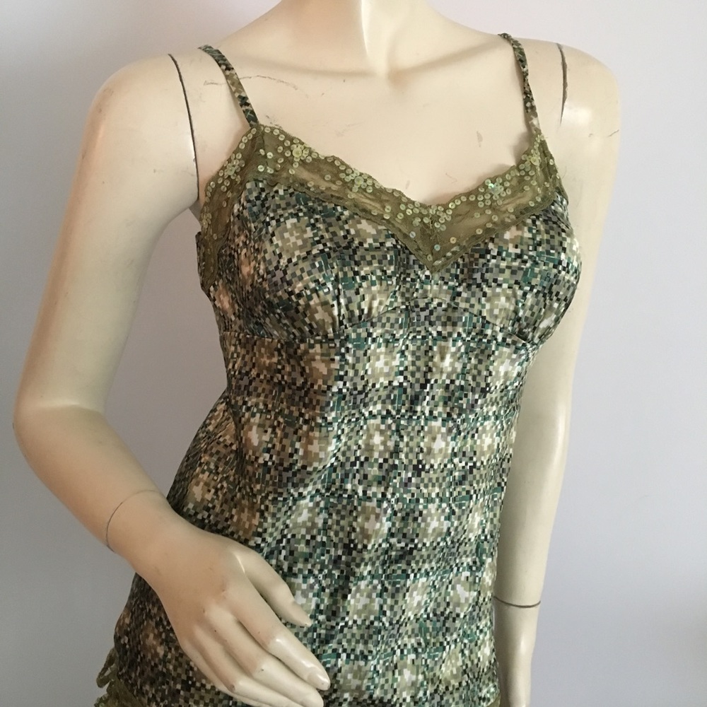 New pixel printed lace trimmed silky Camisole