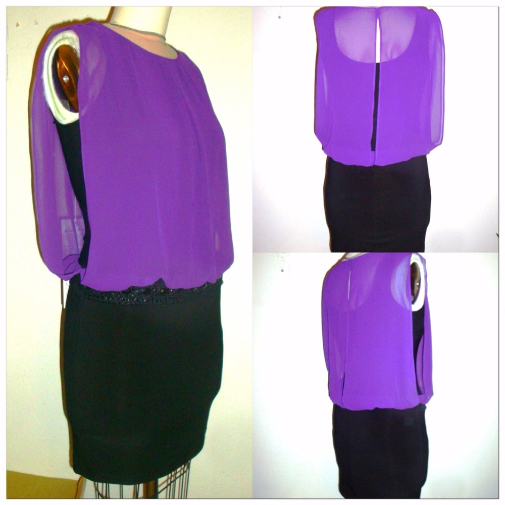 Bisou Bisou Fitted Dress w/ Blouson Overlay