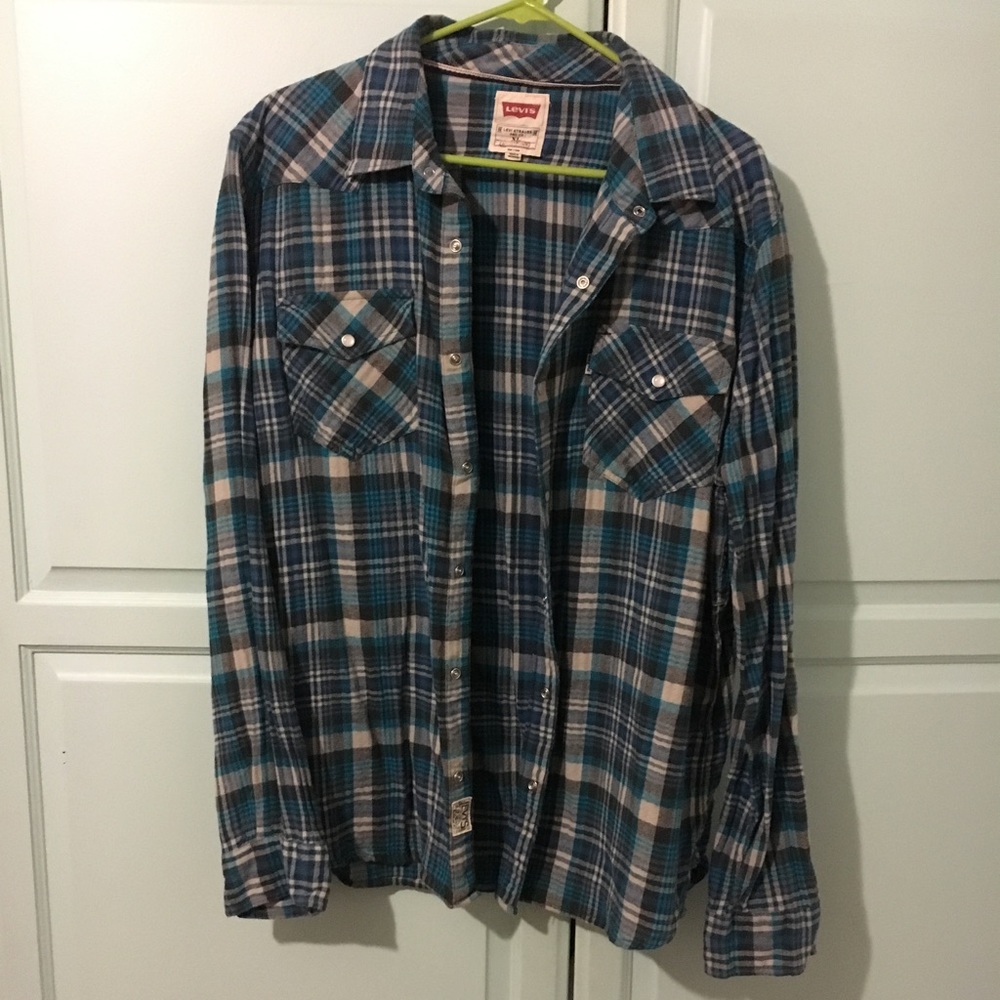LEVI'S Teal Blue Flannel
