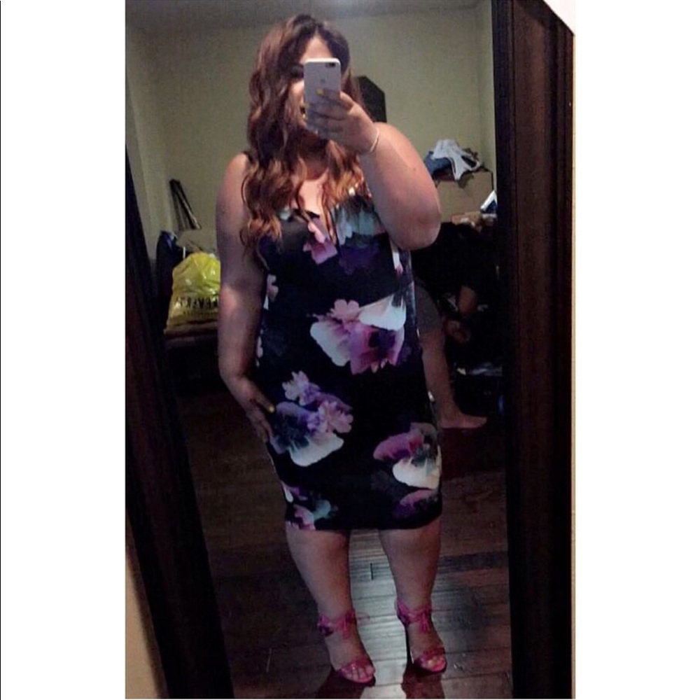 Floral Spaghetti Strap Plus Size Dress
