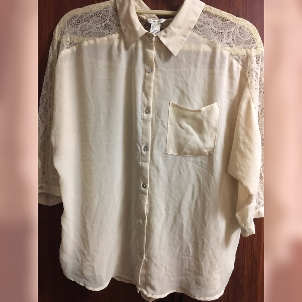 Off white lace forever 21 blouse