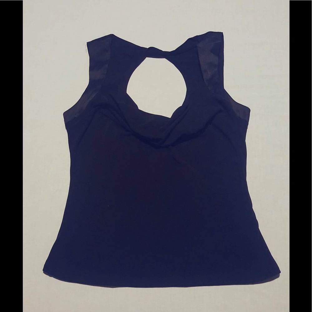 WHBM Black Cowl Neck Top W/ Keyhole Back