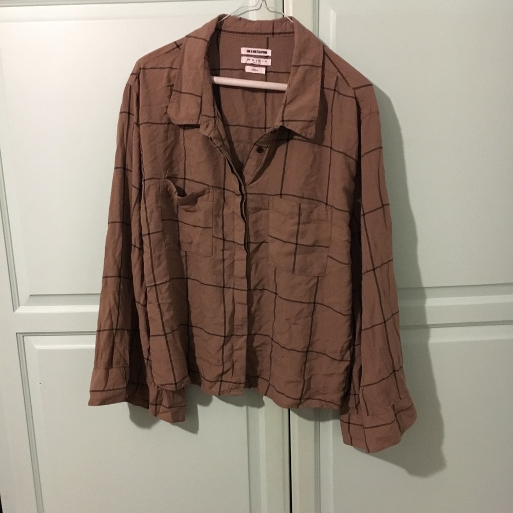 ONE TEASPOON Grid Shirt with Flared Sleeves