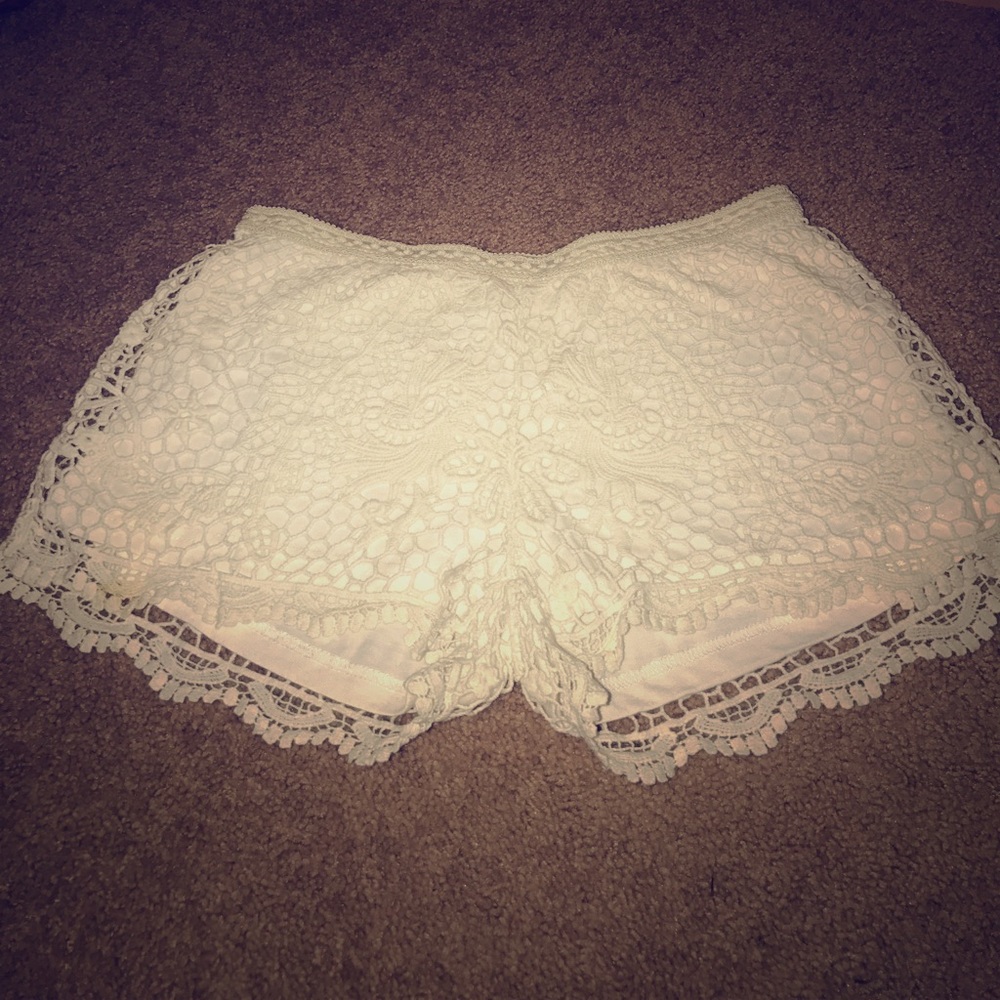 White crochet shorts