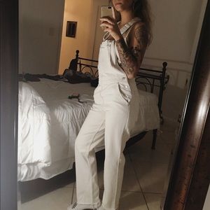 UNIF - White Denim Overalls/Jumpsuit