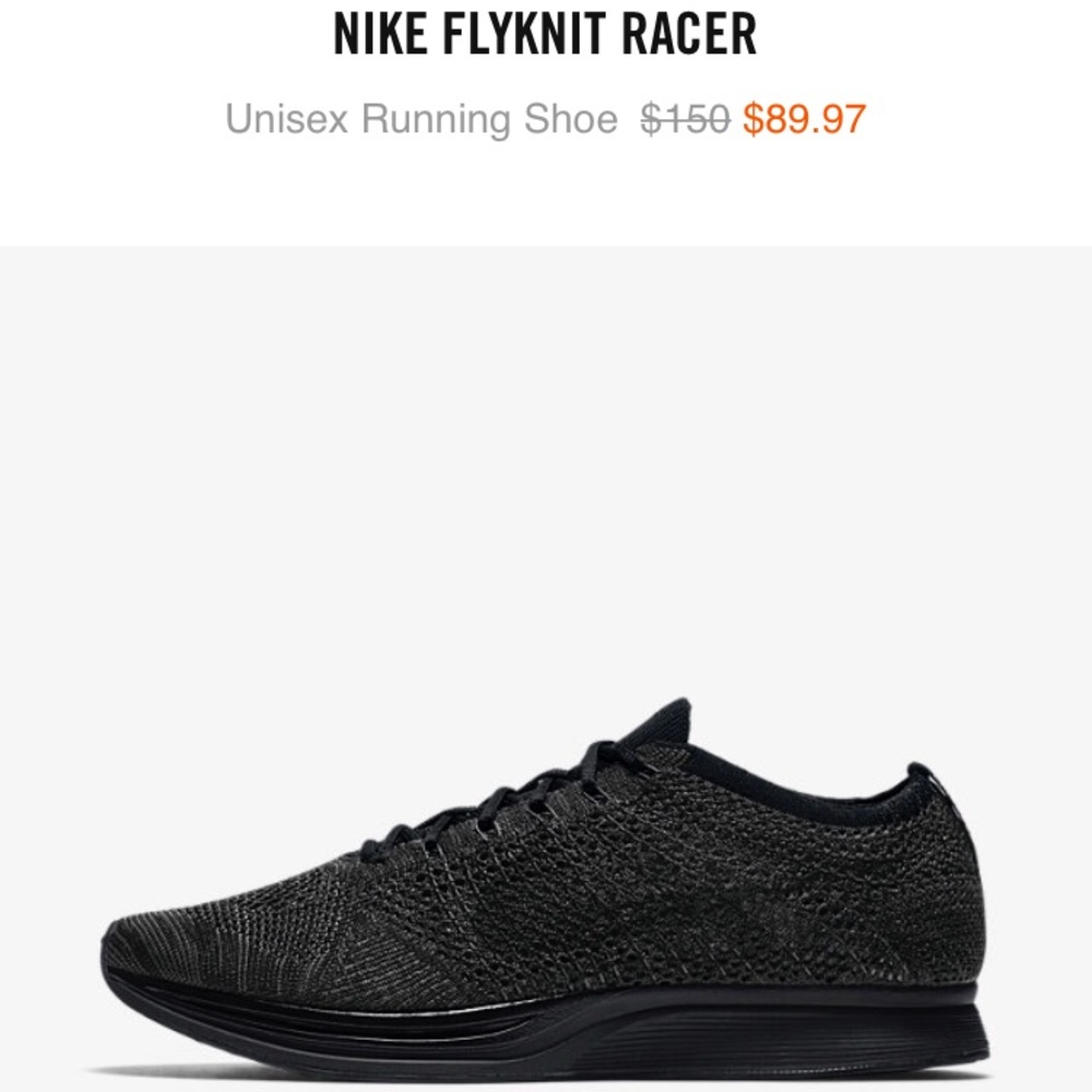 Nike flyknit racer triple black