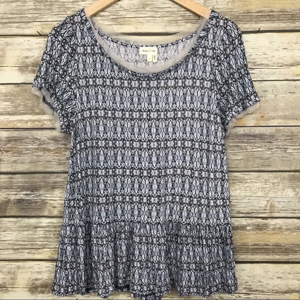 Meadow Rue for Anthropologie Blue Peplum Top