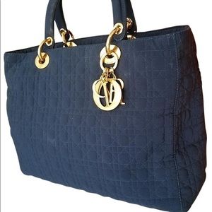 SOLD! Dior Navy Lady Cloth Handbag
