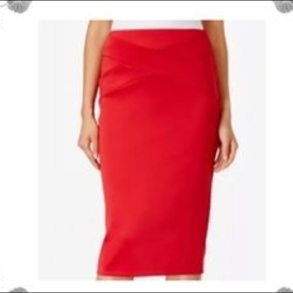 ECI Scarlett Red Stretch Pencil Skirt EUC