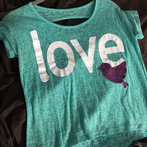 Mint green love cropped top