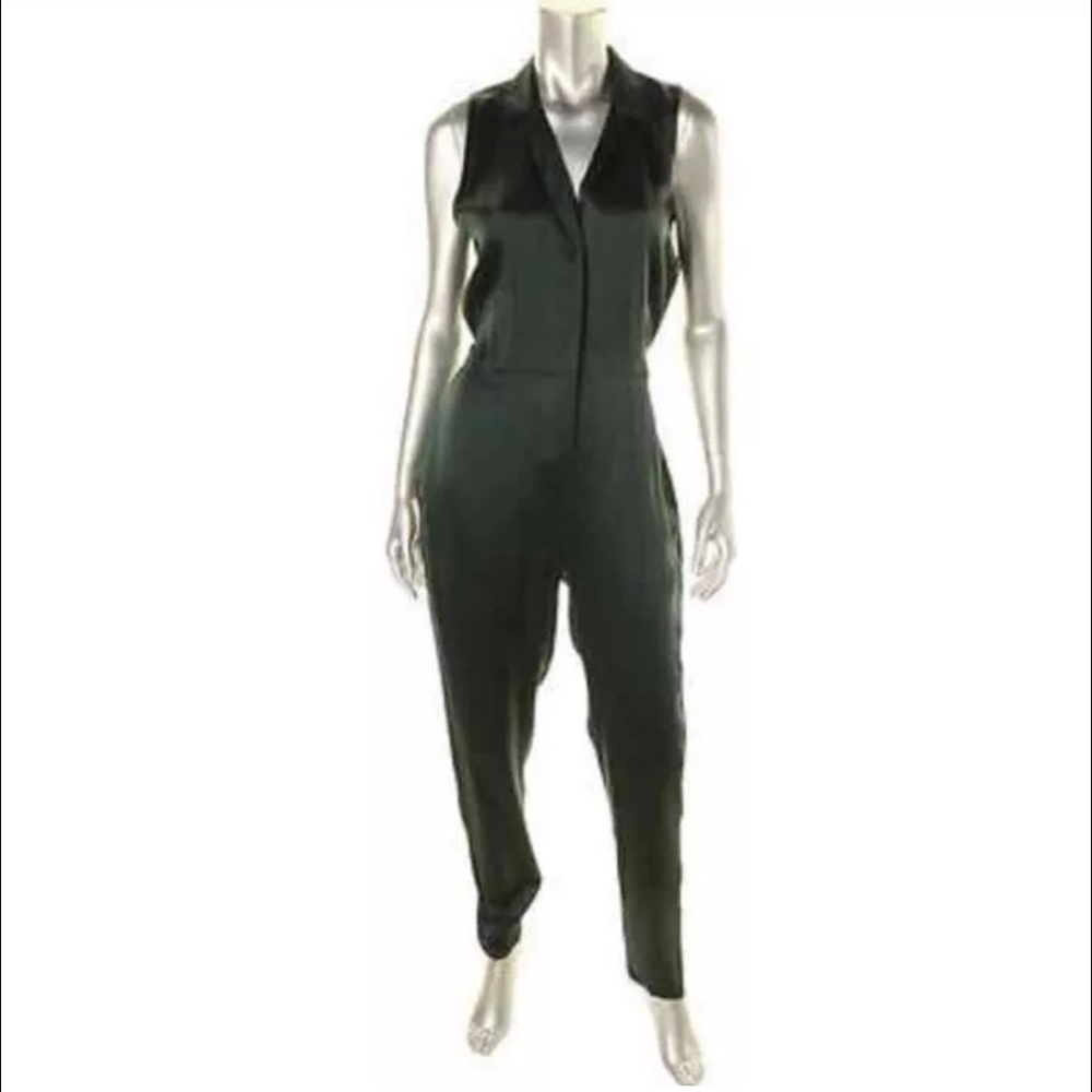 Equipment Green Silk Sleeveless Jumpsuit