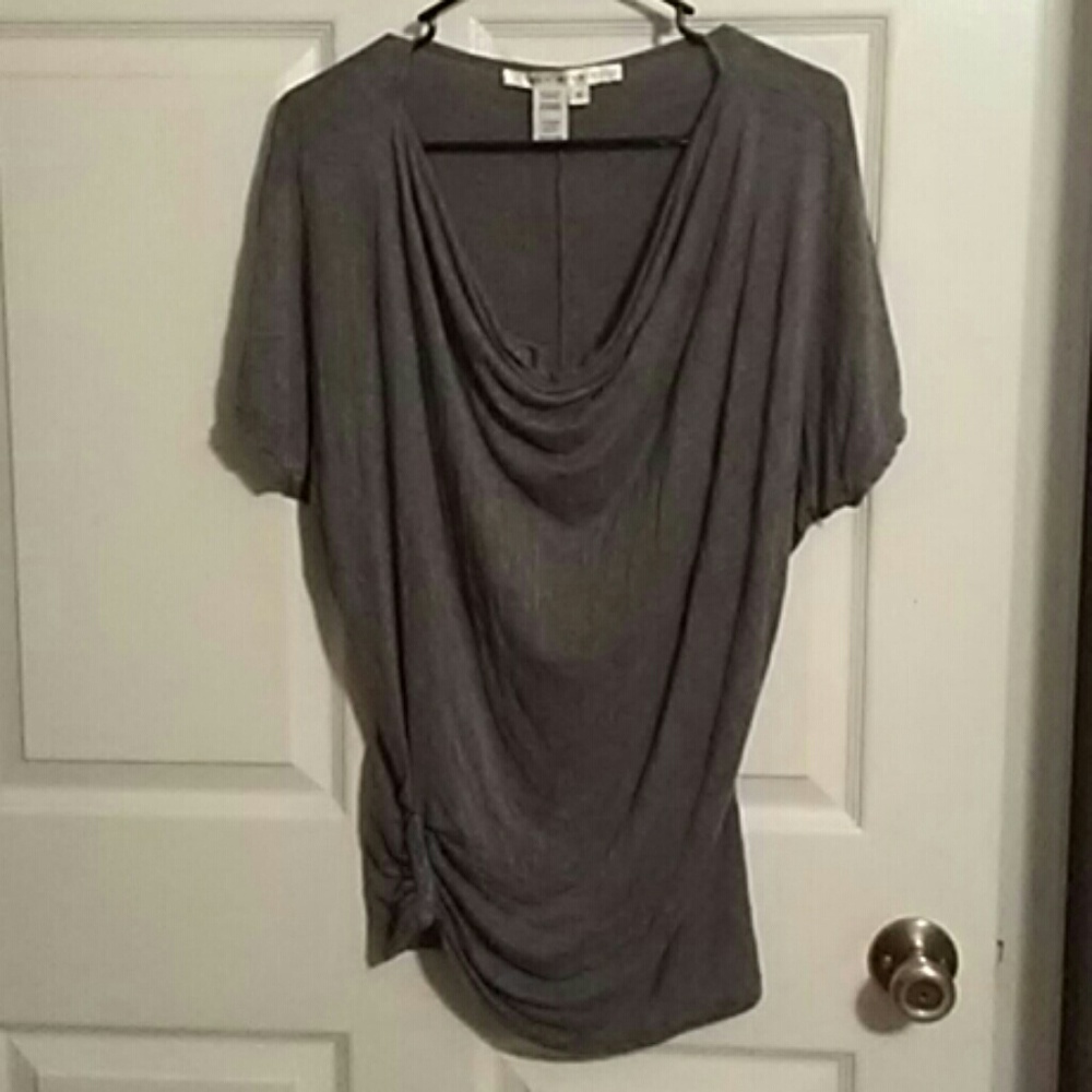 Max Studio draping neck-line grey top