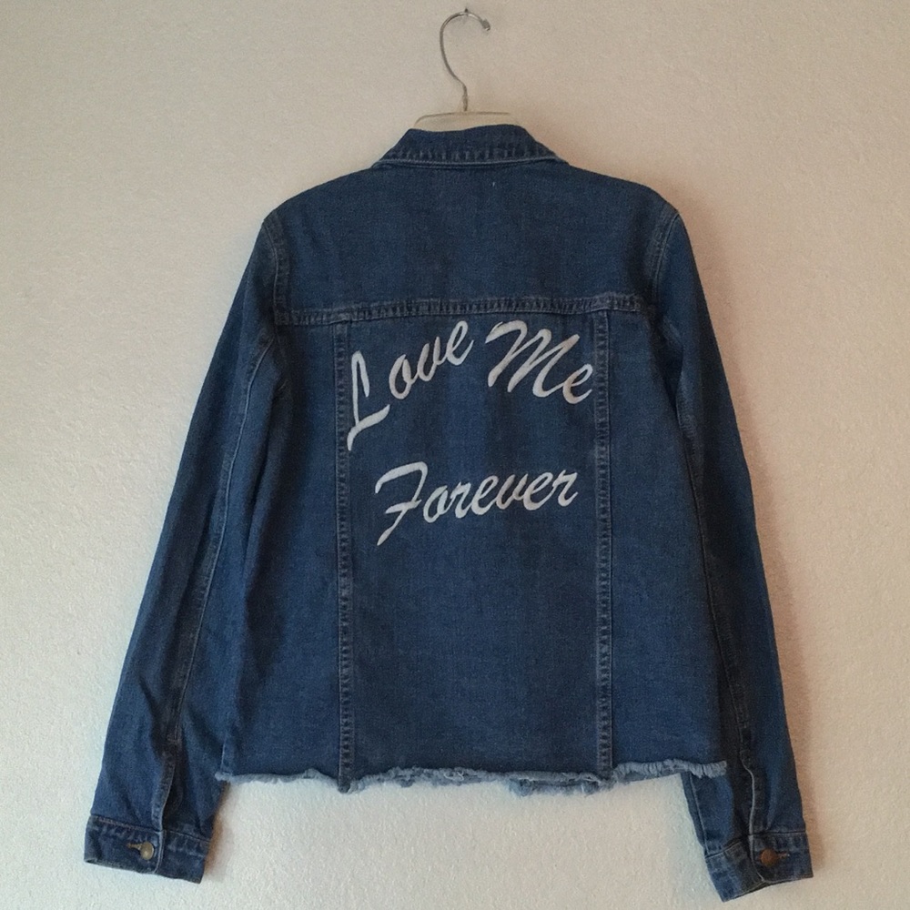 Forever 21 Distressed Embroidered Denim Jacket