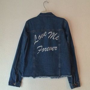 Forever 21 Distressed Embroidered Denim Jacket