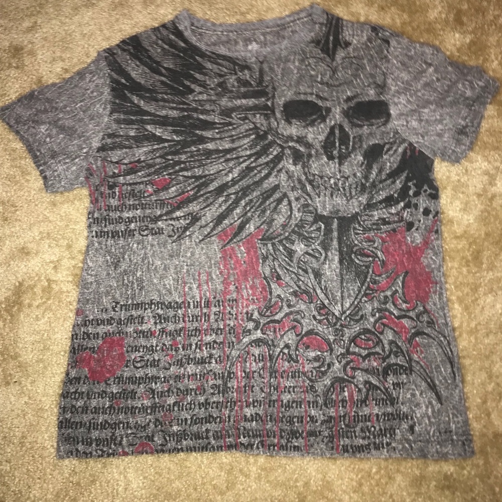 Awesome Helix T-Shirt, Gray Printed w/ Black Skull