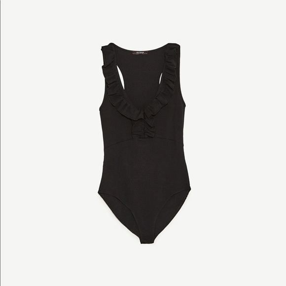 Zara black bodysuit with front frills - Picture 4 of 4