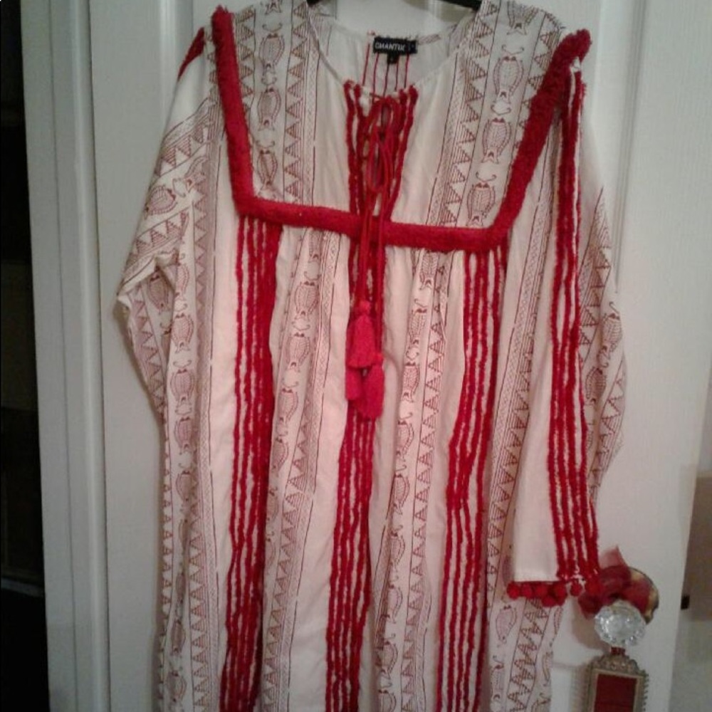 NWT Anthropology Red and Cream Dress