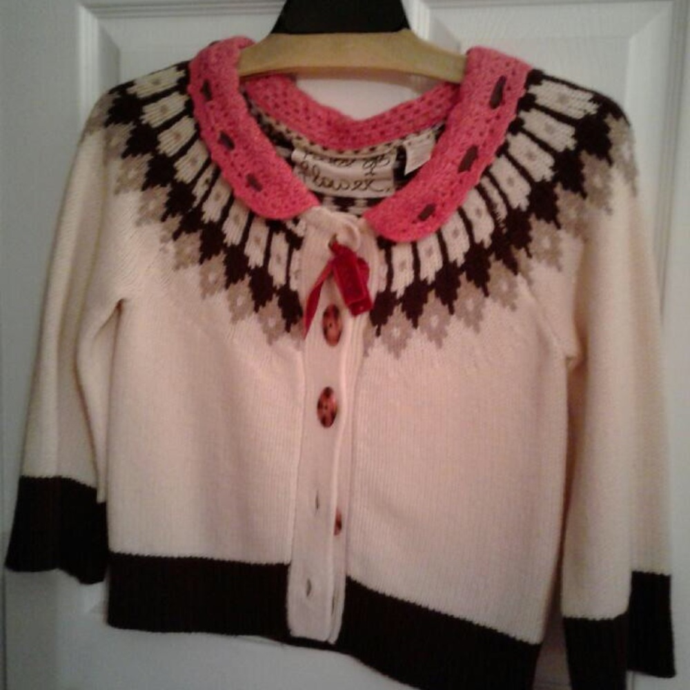Like New Anthropology Fair Isle Pink Sweater
