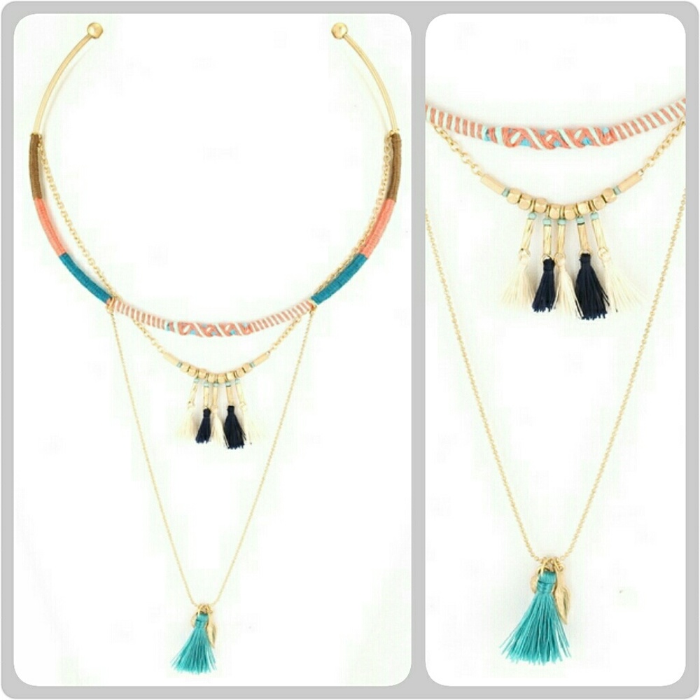 Layered Tassel Choker Necklace