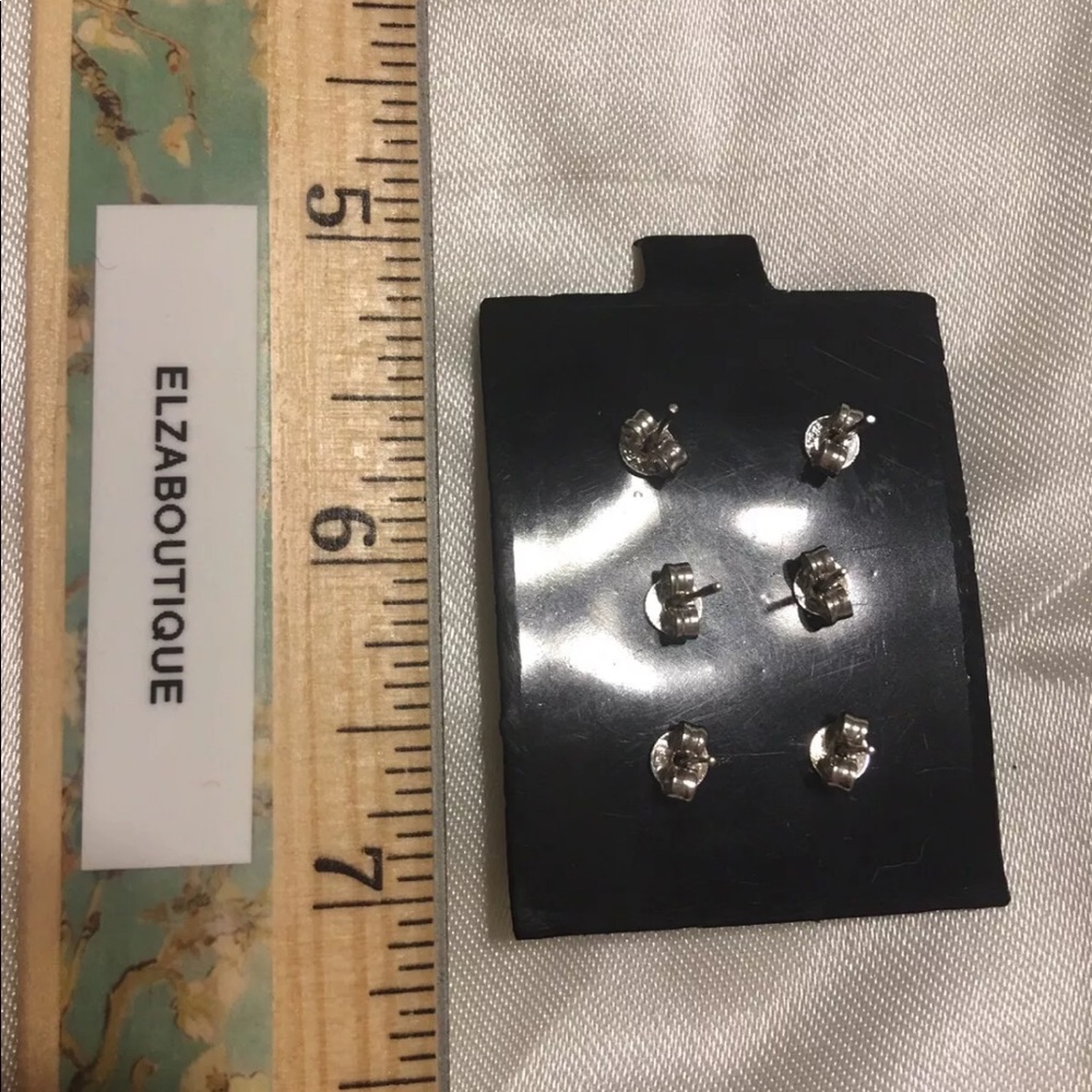 White, Peach and Lavender Pearl Stud Earrings - Picture 3 of 3