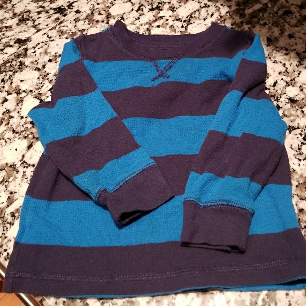 Thermal long sleeve navy and bright blue striped