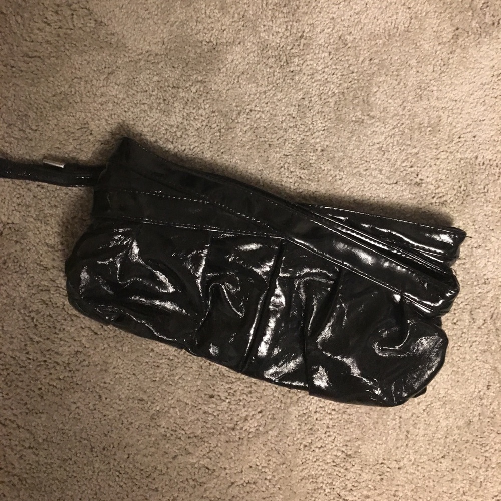 Patent leather black wristlet