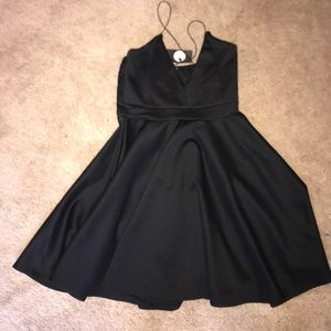 Strappy back skater dress (black)