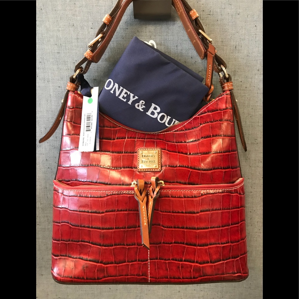 Dooney & Burke Red Leather North/South Zipper HOBO