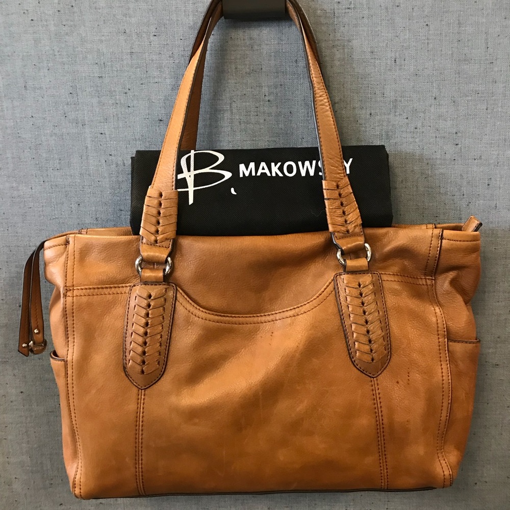 B Makowsky Tan Leather HOBO