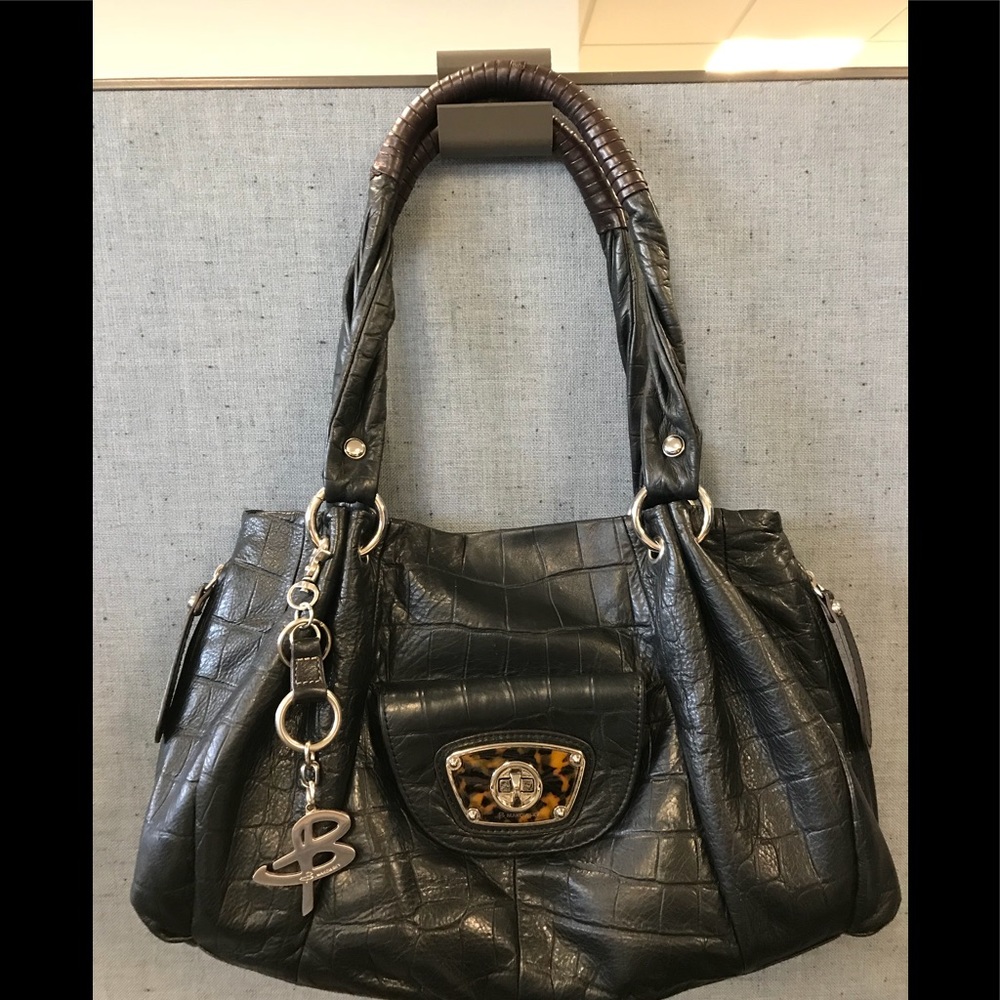 B Makowsky Black Leather HOBO