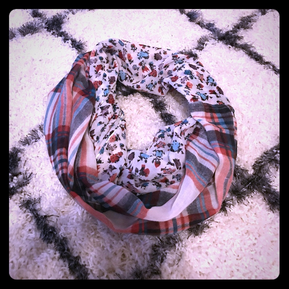Plaid and floral scarf
