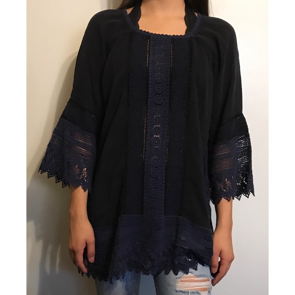 JOHNNY WAS BLUE BOHO BLOUSE •SIZE XS💙
