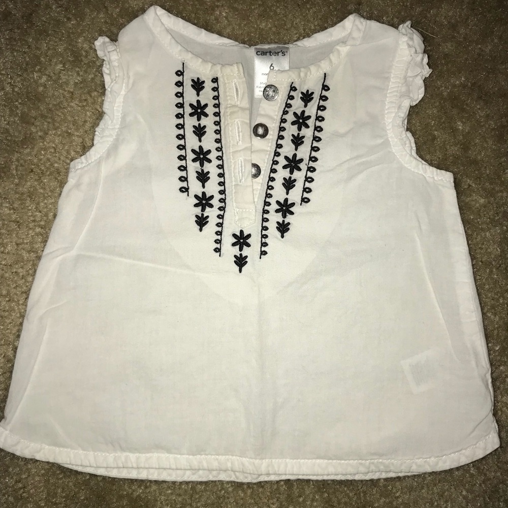 Gently Used Carter’s Baby Girls White Shirt/Black