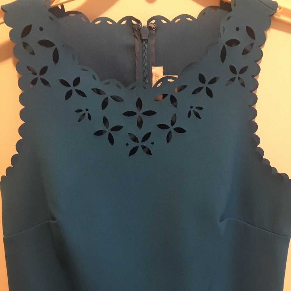 J Crew laser cut dress in blue 2p
