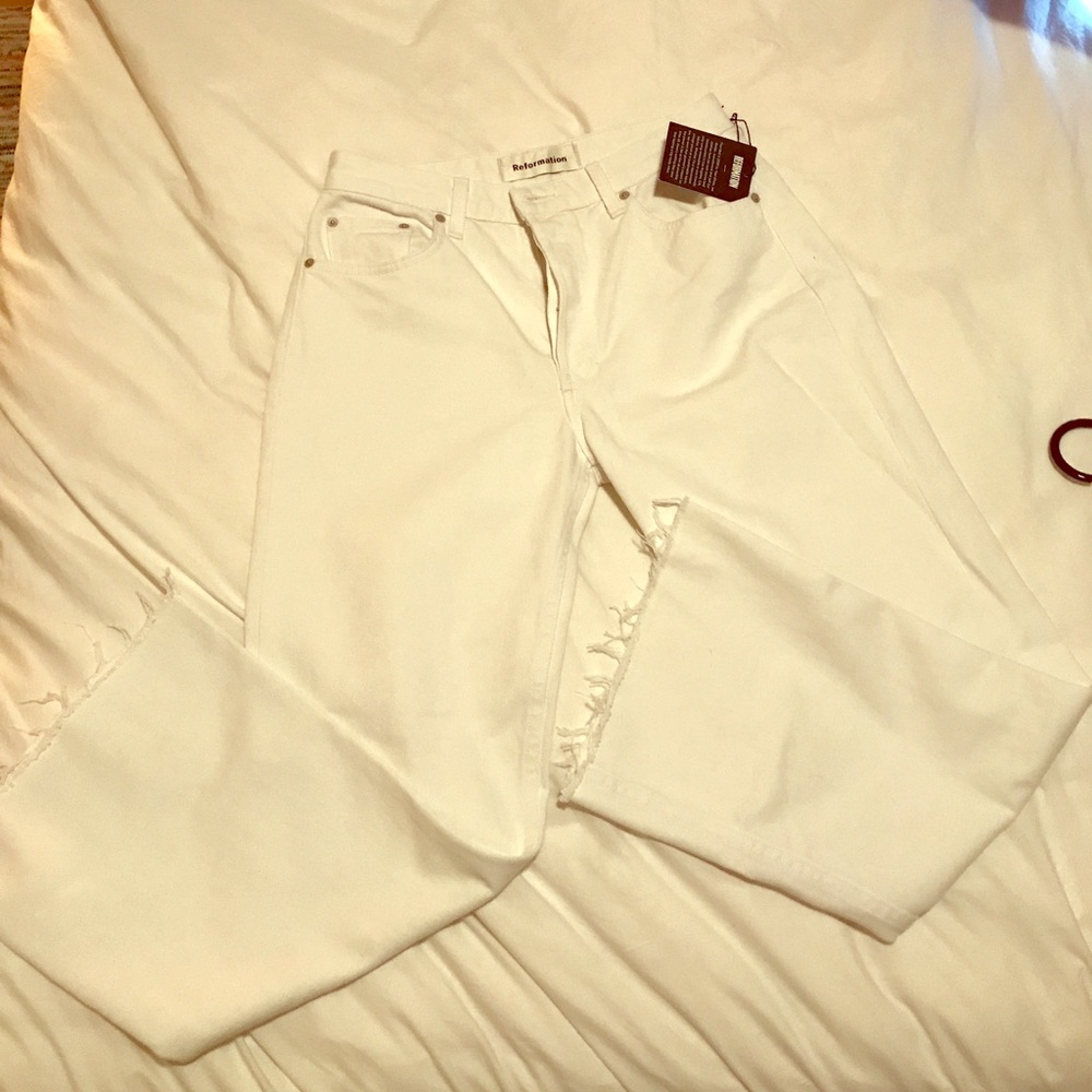 Reformation Flare Crops with button fly